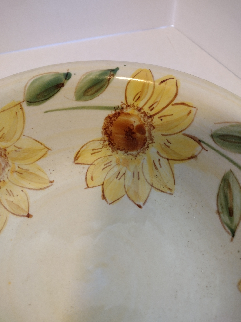 Gibson Hand-Painted Sunflower Ceramic Salad Plate - Yellow & Green